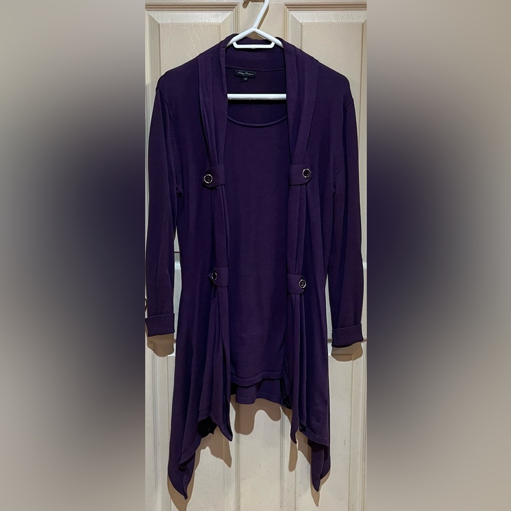 Purple Sweater with Button Accents, Size Medium